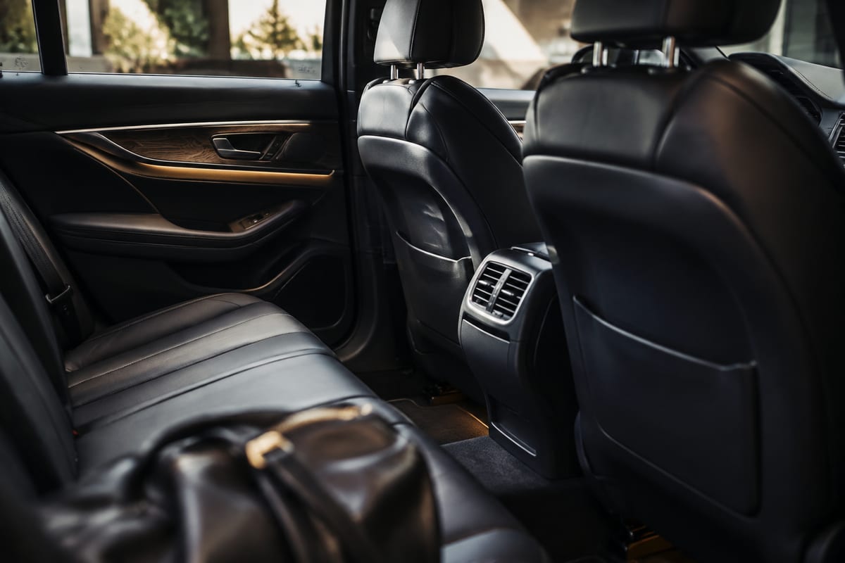 Representative editorial view of a modern rear passenger vehicle interior.